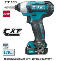 MAKITA TD110DWYE 12V MAX CXT LI-ION 110 N·M CORDLESS IMPACT DRIVER